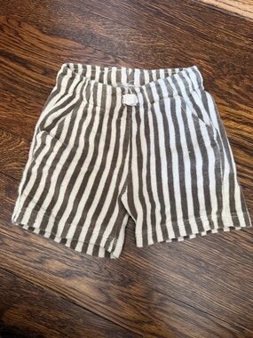 Zara Brown & White Striped Terry Shorts